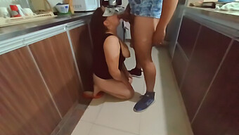 Mature Milf Shares Passionate Oral Sex With Her Cousin In The Kitchen