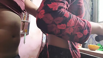 Indian Husband Pleasures His Sister-In-Law With A Sensual Blowjob In The Kitchen