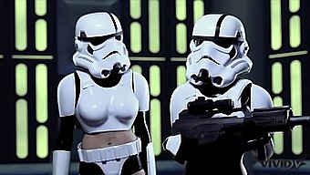 Livlig Parodi: To Stormtroopers Hengir Seg Til Wookiees Store Kuk