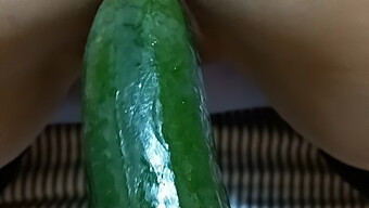 Redhead Slut Enjoys Double Penetration With Sex Toys And A Big Cucumber In Dog Style