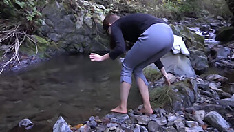 College Coed Braves Freezing River In Dorm Room Video