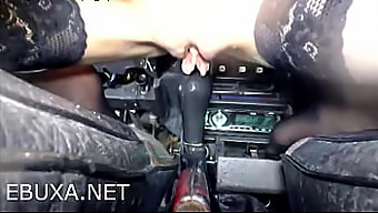 Sexy Girl Gets Intimate With A Car'S Transmission System