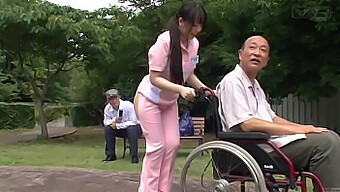 Odd Japanese Caregiver In Public With Exposed Assets